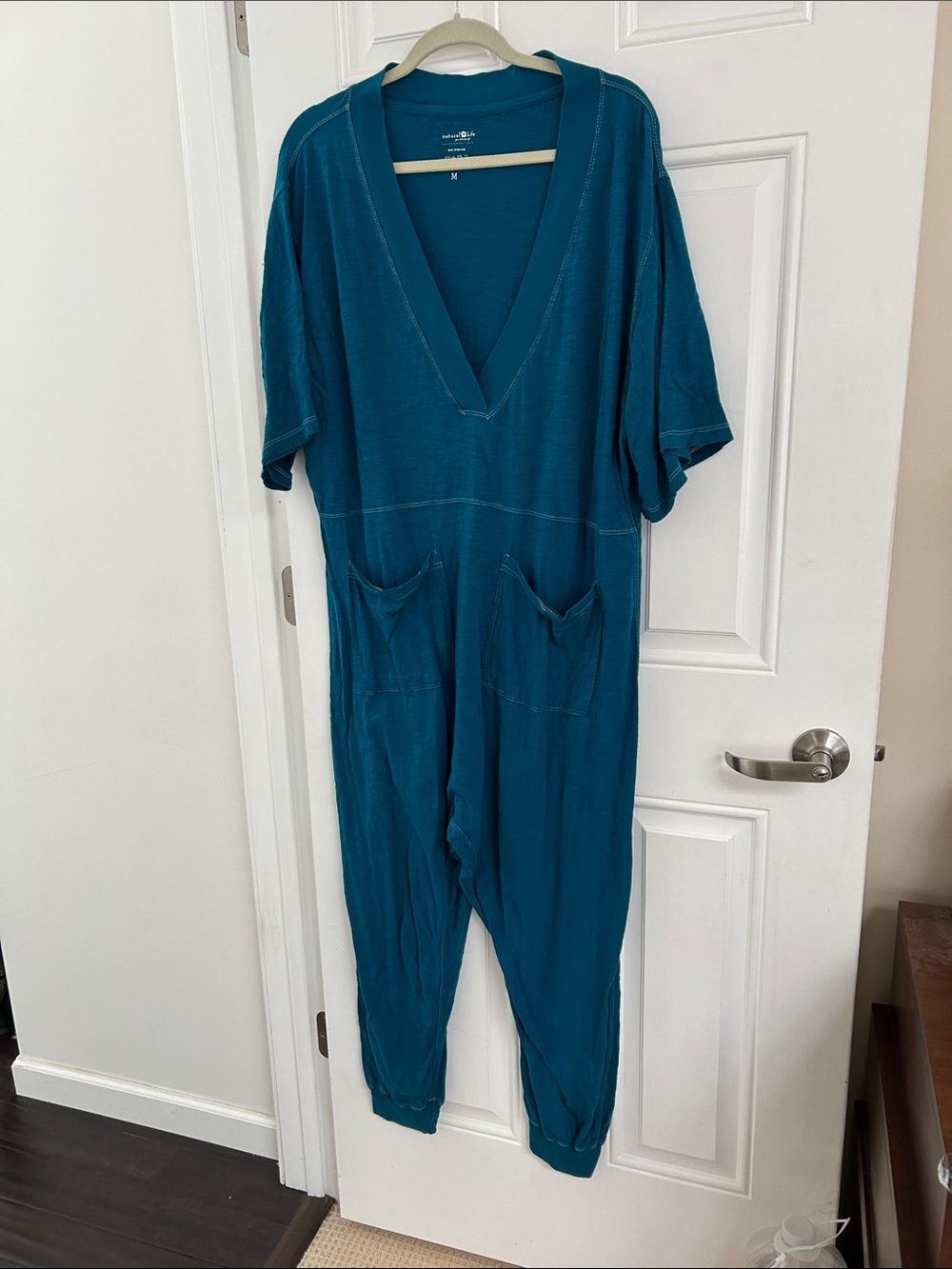 Natural Life Johnnie Jumpsuit Womens Size M Blue Short Sleeve
